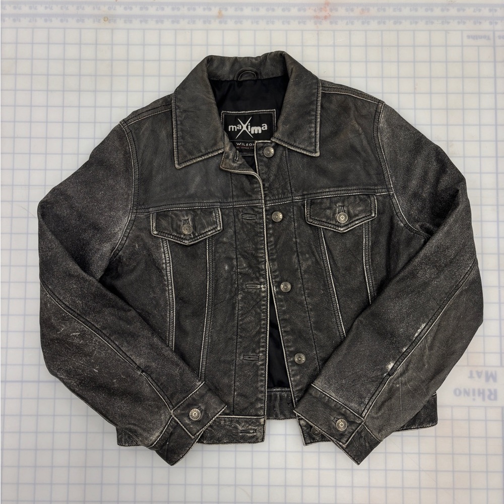 Maxima distressed charcoal leather Jacket
